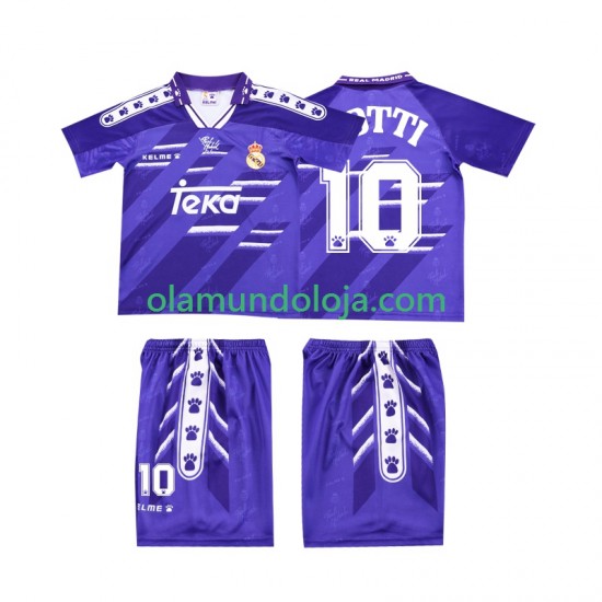 Camisola Real Madrid TOTTI 10 1996 Retro Criança Equipamento Segundo 1994 Manga Curta